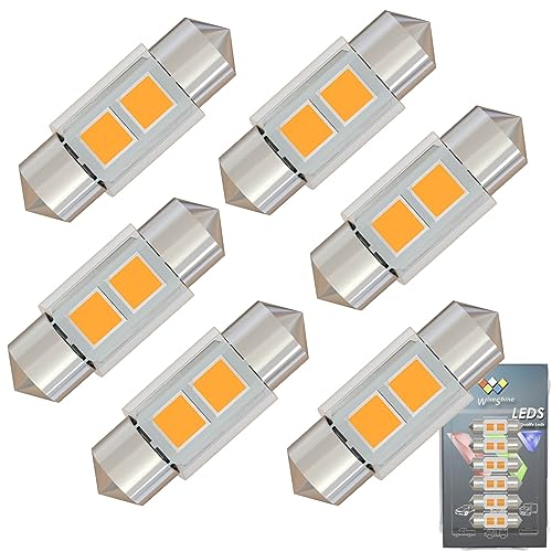 Wiseshine 3Watt Festoon LED Bulb 31mm,DE3175 LED Bulbs Gold Amber,DE3022 DE3021 LED Bulb DC 12V for Lanscape Camper RV Automotive Interior Door Trunk Lights (Pack 6)