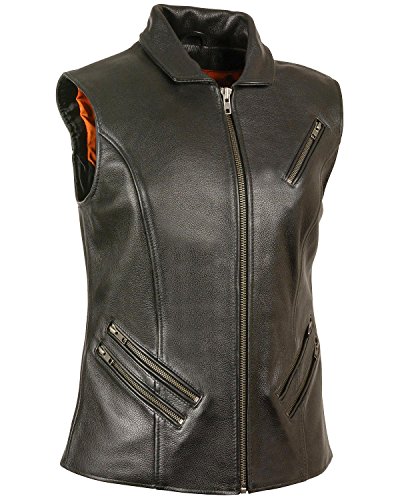 Milwaukee Leather Women's Extra Long Zipper Front Vest Black (X-Large)
