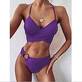 Cuello en V profundo, diseño de elemento de rayas abdominales, corte de pierna alta, correas anchas de hombro doble con espalda cruzada
