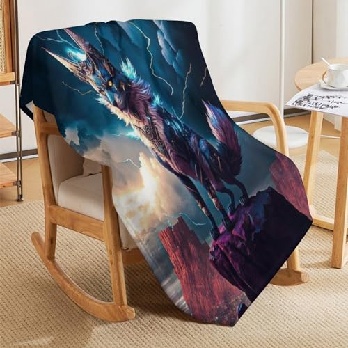 Couverture douce et chaude loup 130x150 cm, le cadeau idéal - 8