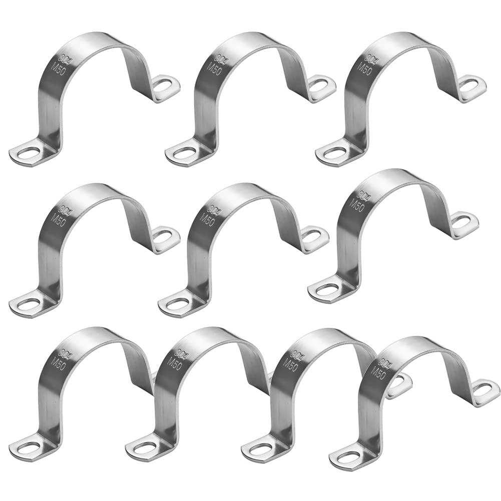 Hopbucan 2 Inch 50mm U-Tube Strap Clamp Heavy Duty U-Tube Strap Clamp 2 Hole U-Tube Strap Clamp