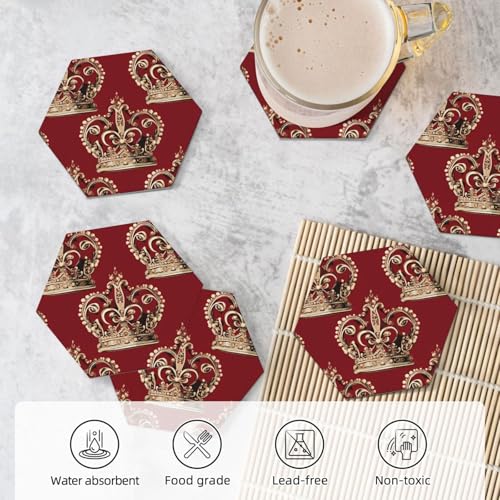 Dessous de verre céramique absorbant support table basse et déco couronne rouge