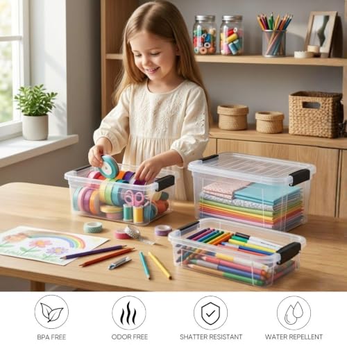 Image of Superio 2.5 Quart Clear Plastic Storage Boxes with Lids, Stackable Organizer Containers, BPA-Free Storage Bins for Home, Office, School & Dorm, 3 Pack