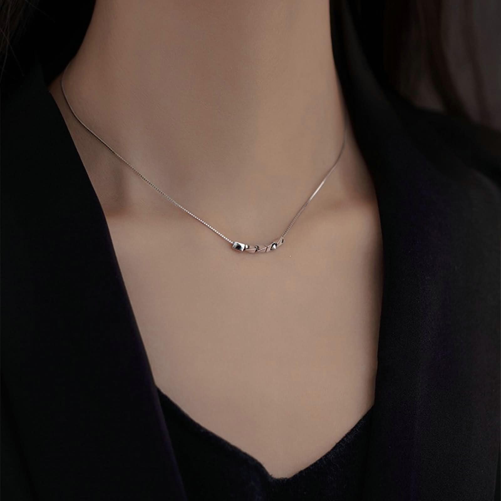 Ciondoli Collana Argento Donna,Collane di Argento Sterling 925 Geometrico Donna Collana Catena Argento