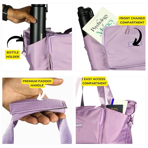 Image of POPCUBE Premium Foldable Duffle Bag for Travel for Women-Folding Bags for Travelling-Travel Bag for Women-Multipurpose Foldable Bags for Travelling. (Style 3 with Wheels, Purple)