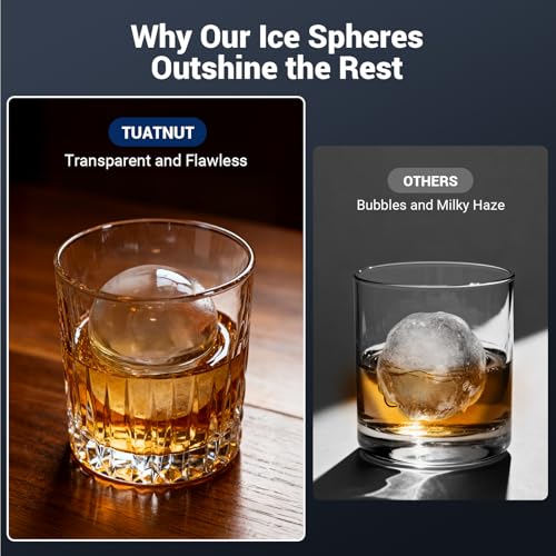Image of Sphere Ice Maker, 2 inch Crystal Clear Ball Maker - 2 Sphere Ice Ready in 40-60min, Self-Cleaning with Ice Tong for Cocktails, Whiskey & Bourbon, 72Pcs /Day