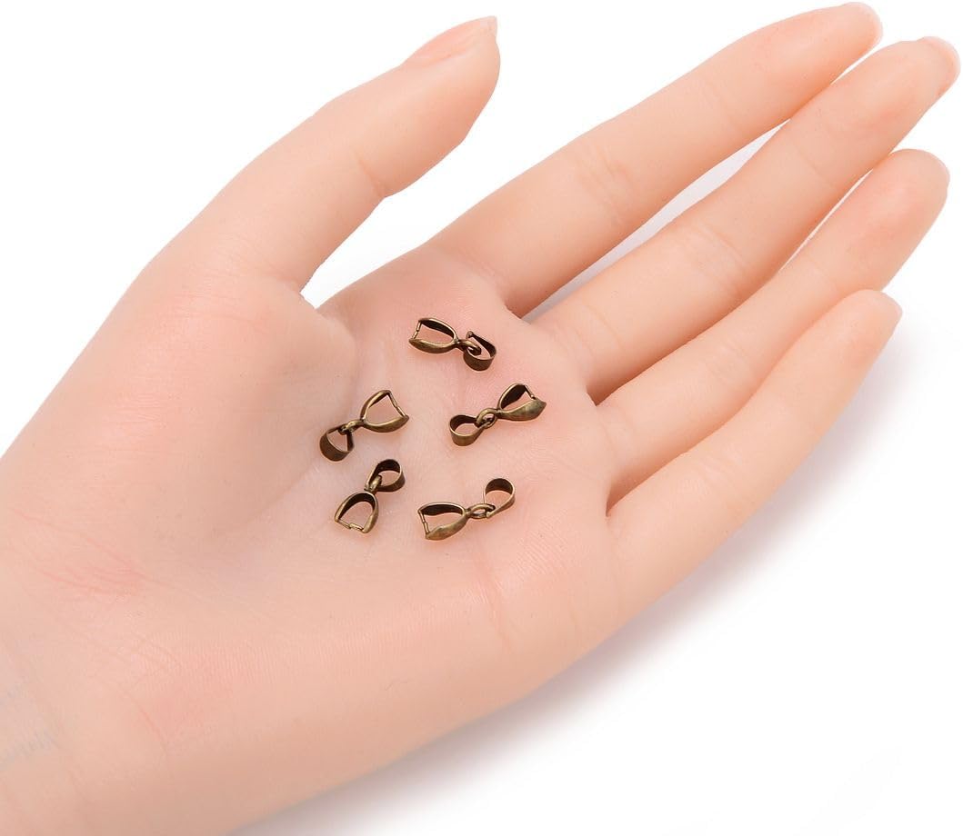 50pcs Pendant Clasp Pinch Bail Clip 15mm Tarnish Resistant Antique Bronze image 2
