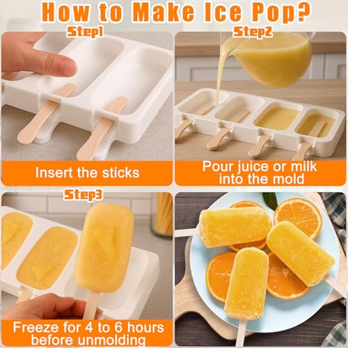 Mity rain 2 Pack Cake Pop Mold Silicone, 8 Cavity Reusable Cakesicle Molds with 100 Sticks & Parcel Bags for Baking, Lollipops, Ice Cream, DIY Desserts, Cake Pop Maker Kit Easy Release by Mity rain - Image 7
