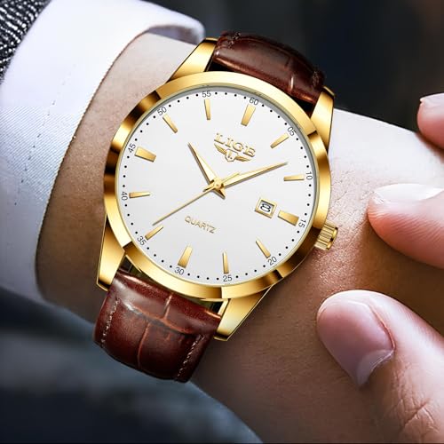 Image of LIGE Fashion Mans Wristwatch Date Luminous Dress Watch for Man Stylish Waterproof Quartz Wrist Watch Stylish Leather Watches for Men