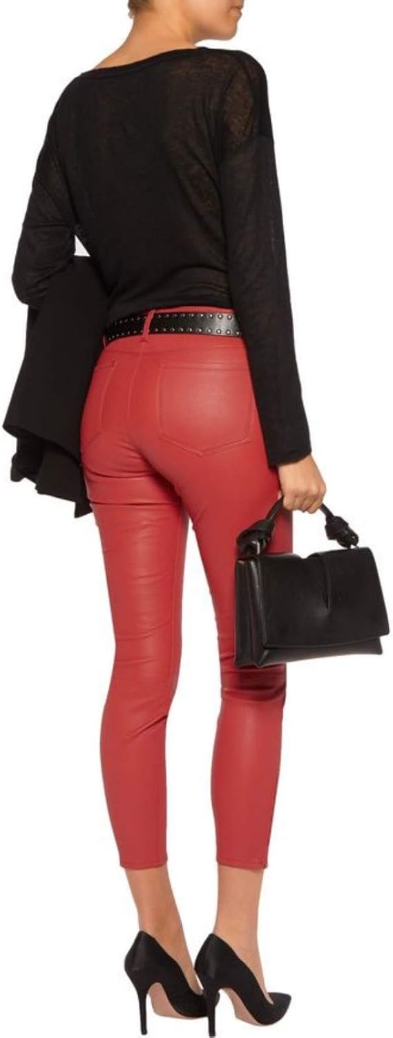 Women's Leather Pant Genuine Soft Lambskin Leather Skinny Slim fit Capri Pants WP010