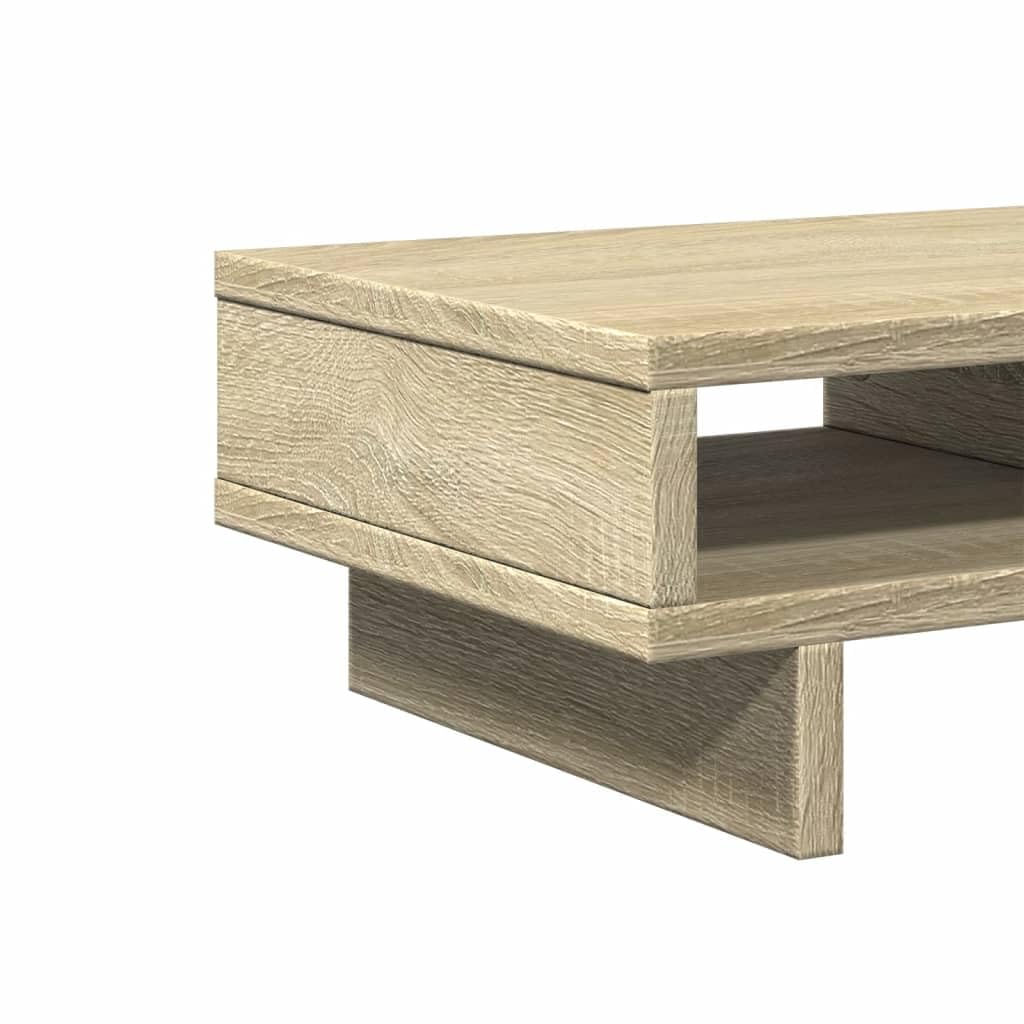 Supporto per monitor in rovere Sonoma, 50 x 27 x 15 cm, con 2 scomparti, portata fino a 25 kg, per scrivania, ufficio, casa, gaming, postazione di lavoro, ergonomia