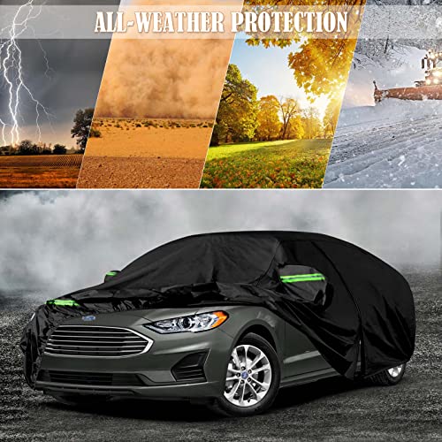 Image of Waterproof Car Covers Replace for 2005-2023 Ford Fusion, 6 Layers All Weather Custom-fit Car Cover with Zipper Door & Windproof Strap for Snow Rain Dust Hail Protection