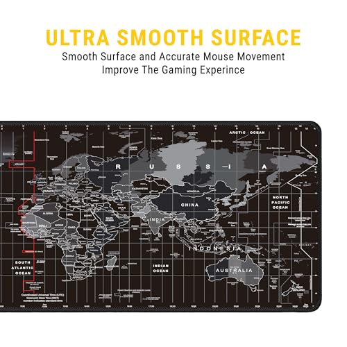 Image of Ant Esports Dual Sided Atlas and Excel Shortcuts Mousepad Gaming Extended Mousemat for Mouse Keyboard Stitched Edges Waterproof Non-Slip Base Mousepads for Office Home Shop Gaming Extra Large Black