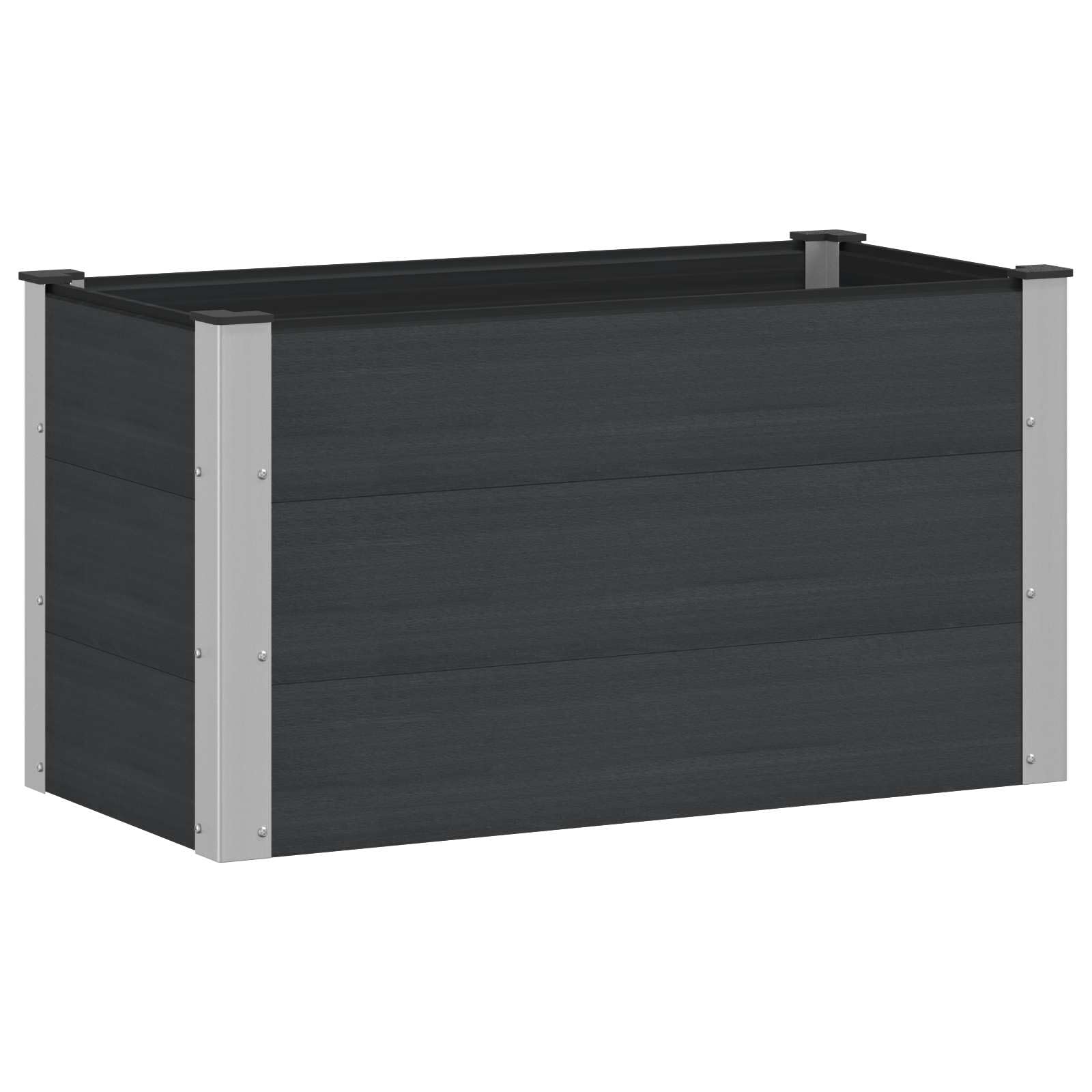 Maceta con suelo abierto de 100 cm y bancal alto negro para cultivar hortalizas