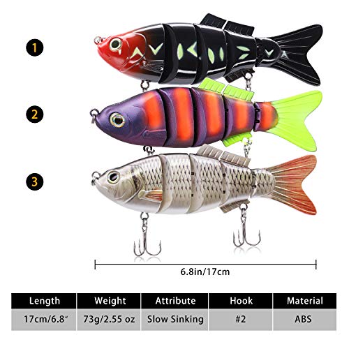 TRUSCEND Fishing Lures Saltwater Freshwater Metal Jointed swimbaits Hard Lures Big Fish Lures Fishing Tackle Kits Lifelike … - Thumbnail 2