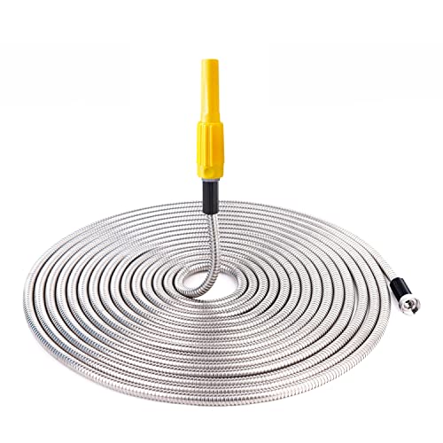 Fienvo Metal Garden Hose 100Ft With Super Tough And 304 Flexible Stainless Steel Garden Hose,Heavy Duty Water Hoses Outdoor,No Kinks And Tangles (100Ft) #TOP5