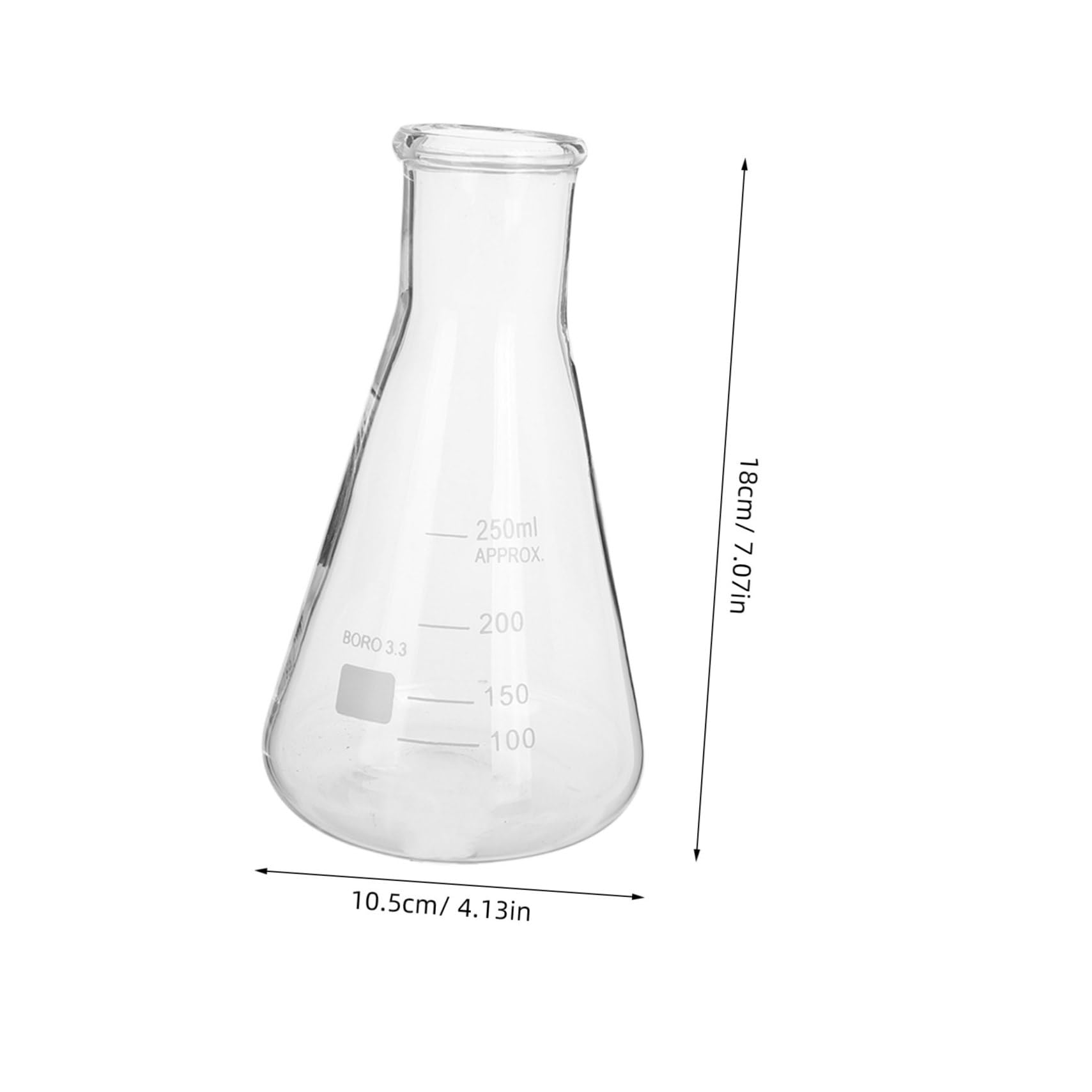 Gatuida Matraces Erlenmeyer y Alta Resistencia a Temperatura de Vidrio Borosilicato Juego de 5 Base Triangular para Experimentos Científicos de Laboratorio
