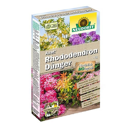 Neudorff Azet RhododendronDünger – Bio Rhododendrondünger mit Mykorrhiza sorgt für farbenfrohe und prächtige Blüten mit 3 Monaten Langzeitwirkung, 1 kg