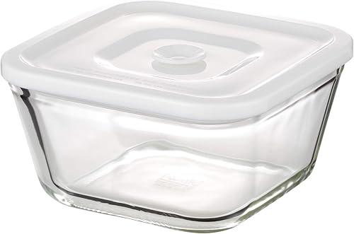 Miniatura 1 de iwaki C3247HMMPW - Recipiente hermético de vidrio resistente al calor, color blanco, tamaño L, ancho 6.1 x profundidad 6.1 x alto 3.1 pulgadas (6.1