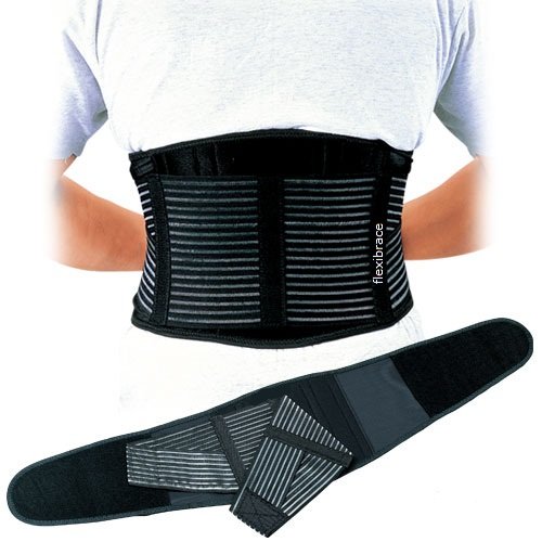 Back Support Brace Belt Lumbar Waist Double Adjust by Flexibrace ® (Medium)