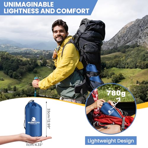 WARMTUYO Isomatte Camping, Ultraleicht Camping Aufblasbare Matratze mit Fußpresse Pumpe und Kopfkissen… – Ansicht 2