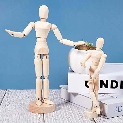 Olycraft 4Pcs Wooden Joint Model Wood Figure Artists' Manikin Drawing Figure Model With Flexible Joints Human Mannequin Sketch Art Drawing Model Artist Model -- 8 & 6 & 5 Inch #TOP5