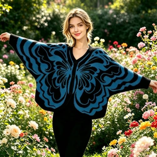 Womens Butterfly Cardigan Butterflies Wing Cloak Shawl Sweater Coats - image 3