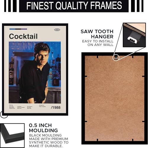Image of BLINKART Cocktail Vintage Movie Poster Frame 8x12 Inch | Premium 300 GSM Paper Wall Print | Mid Century Vintage Film Artwork for Home, Bedroom, Living Room, Office | Framed Photo Decor