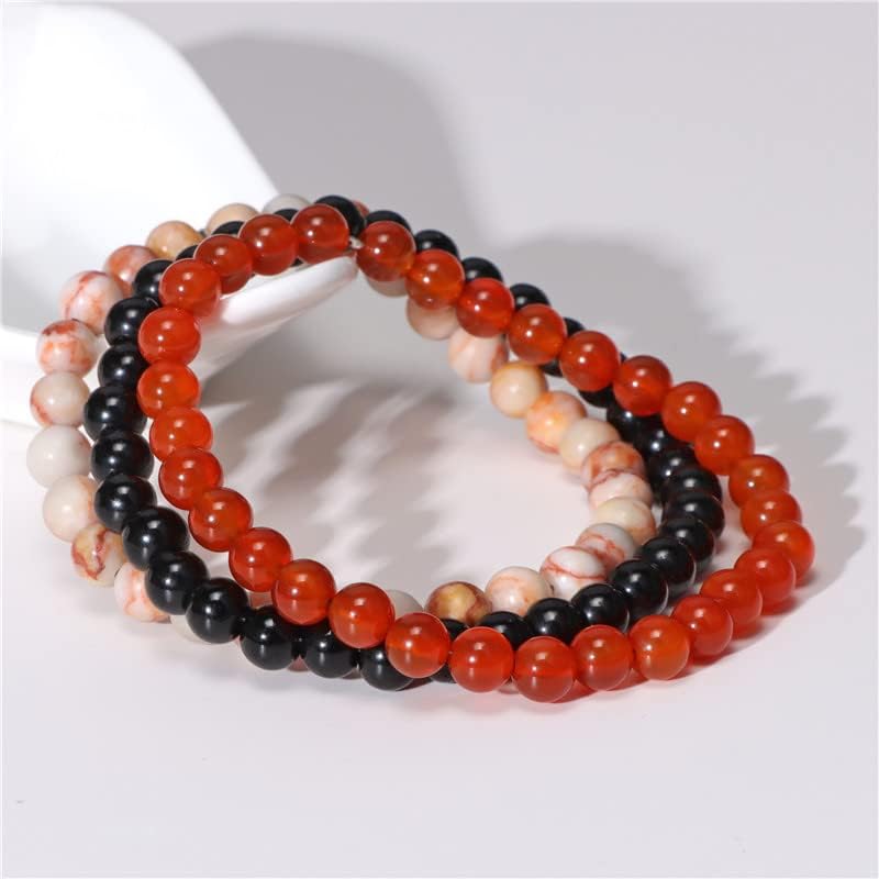 Pingyongchang 3Pcs 8mm Semi-Precious Gemstones Beaded Bracelets for Women Men Healing Crystal Stone Bracelet Stress Relief Stretch Round Beaded Elastic Luck Bracelets Unisex Friendship Jewelry Gifts - Image 2