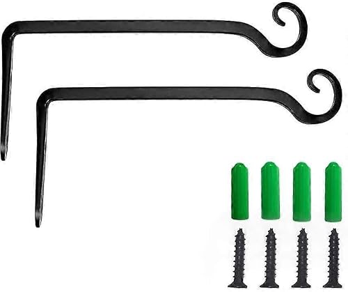JOYHAPPST Hanging Plant Hook Brackets, 2pcs 10 Inch Heavy-Duty Metal Decorative Hanging Curve Bracket, Ideal Hanger for Lanterns, Wind Chime, Bird Feeder - Easy