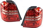 Evan-Fischer Tail Light Lens and Housing Compatible with 2001-2003 Toyota Highlander Halogen Clear & Red Lens Set of 2 Passenger and Driver Side