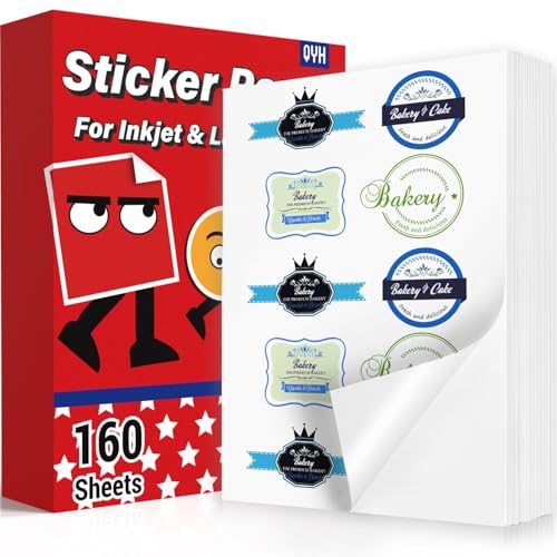 QYH Printable Sticker Paper for Printer - Matte Waterproof White...