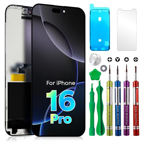 Ace Tech Cellular iPhone 16 Pro Screen Replacement 6.3 Repair Kit with Tools Easy Install Restore Clear Display & Smooth Touch Supports True Tone & Face ID Compatible A3083 A3292 A3294 A3293