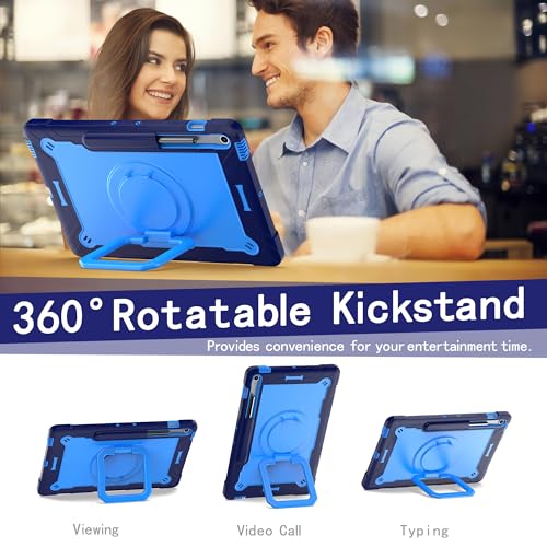 Image of elitegadget Case for Samsung Galaxy Tab S10 FE+ /S10 FE Plus 13.1 Inch 2025 Released - Heavy Duty Impact Resistant Case Cover with Rotating Ring Stand (Navy Blue /Light Blue)
