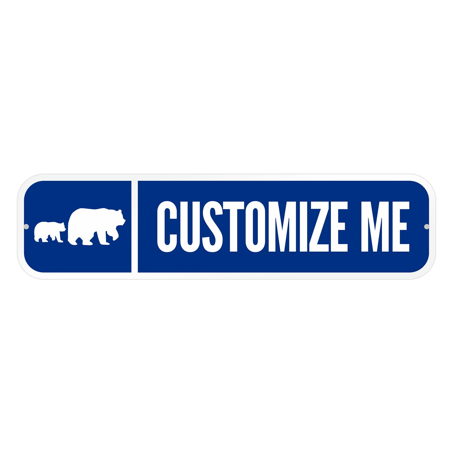 SmartSign Customize Your Own Blue Street Sign with Bear Symbol | 6" x 24" 3M EG Reflective Aluminum