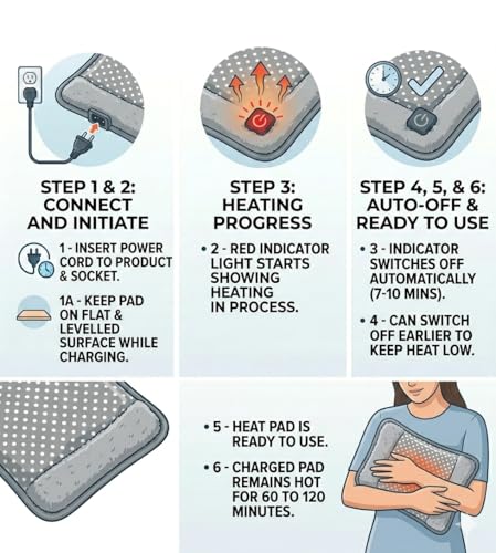Image of Hot Water Bag Heating Bag Gel hot Water Bag hot bags for pain relief hot water bags electric hot pack heat pad electric for pain relief electric heating pad for back pain Men & Women with Charging Cord (Multicolour)