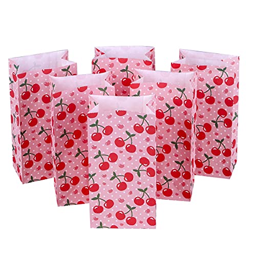 ysmile Party Gift Bag Small Favor Bag Paper Treat Bag Goodie Cherry for Girl Birthday Kid Celebration 24 ct