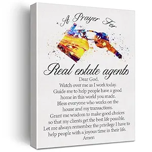 a Real Estate Agent's Prayer Canvas Home Wall Art Decor Real Estate Agents Gift Painting Ready to Hang 12x15 Poster Framed