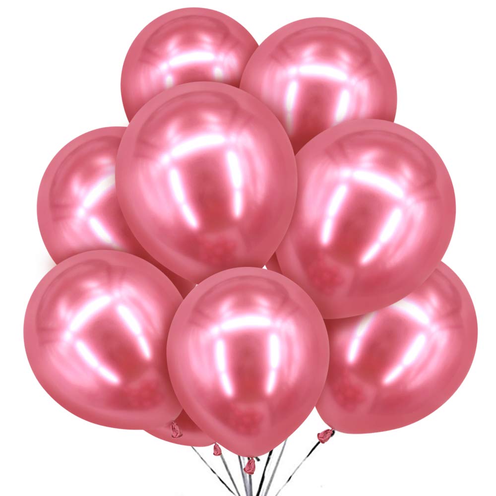 Time to Sparkle 20pcs 12'' Shiny Metallic Balloons Metal Latex Party Balloons for Birthday Wedding Shower Christmas Decorations, Metallic Pink