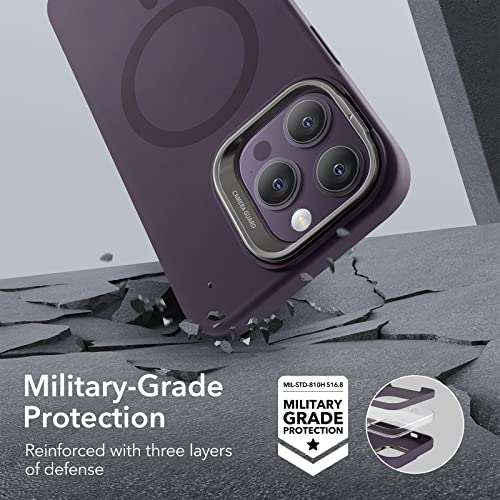 Image of ESR Silicone Case for iPhone 14 Pro Max, Built-in Camera Stash Stand Compatible with MagSafe, Military-Grade Drop Protection Magnetic Phone Case for iPhone 14 Pro Max, Cloud Series,Purple
