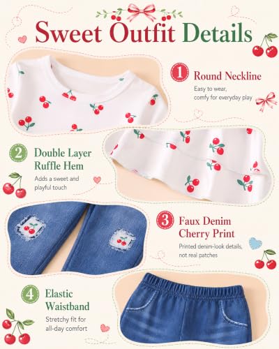 Image of SODLON Baby Girl Clothes Toddler Girls Fall Winter Top Jeans Outfits 9M-5T