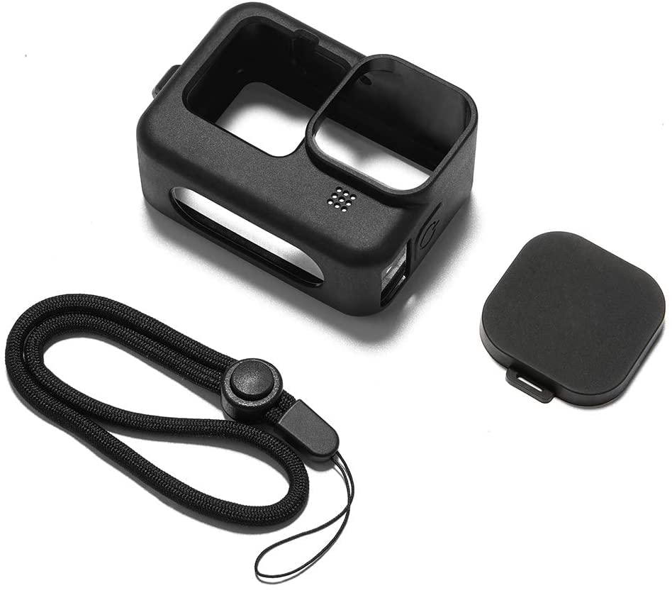 Mizi Silicone Sleeve Housing Case for GoPro Hero 9/10 Black/11/12, Cover With Lanyard + Lens Cap - (Black)-image-37