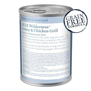 Blue Buffalo Wilderness Pure Excessive-Protein & Grain-Free Moist Meals for Puppies, Turkey & Hen, 12.5-oz. Cans, 12 Depend