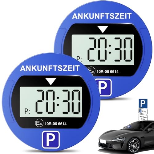 Warmfay® Disco di parcheggio elettronico con omologazione KBA, disco di parcheggio automatico digitale elettrico con batteria, parcheggio elettrico auto con 2 display e modalità di parcheggio notturno