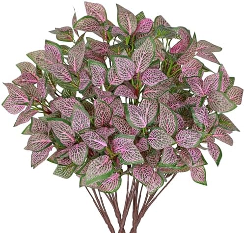 Hollyone 5 Bundles Artificial Greenery Plants Stems Faux Fittonia...