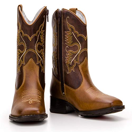 Bota Texana Infantil Couro Com Bordado