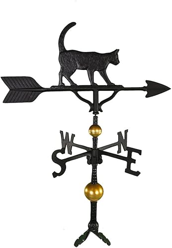 Miniatura 1 de Montague Metal Products Veleta de lujo de 319in con adorno de gato negro satinado