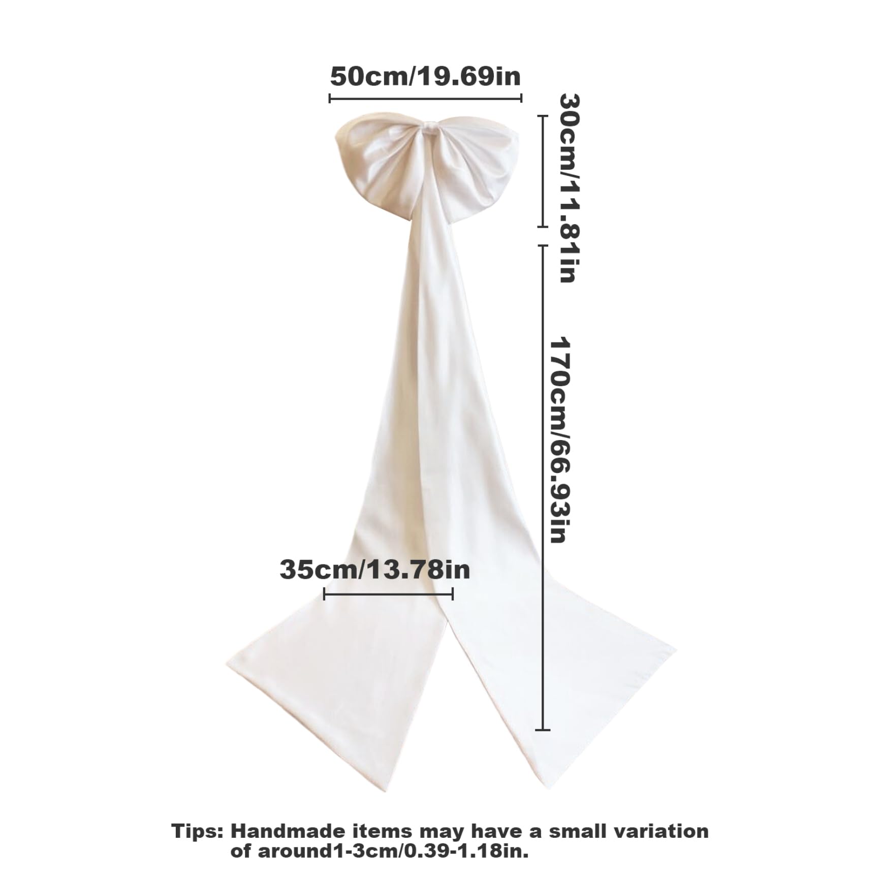Big Bow für Kleid Satin Bogen für Brautkleider 67 '' Langer abnehmbarer Brautgürtel Doppelknoten Schärpe für Kleid für Braut Hochzeitszubehör