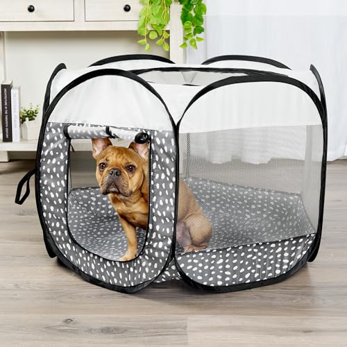 Image of Furhaven Portable Dog Playpen Cat Tent, Pet Playground,Kennel Foldable Indoor Outdoor Zippered Puppy Crate - Gray Pebbles, Small