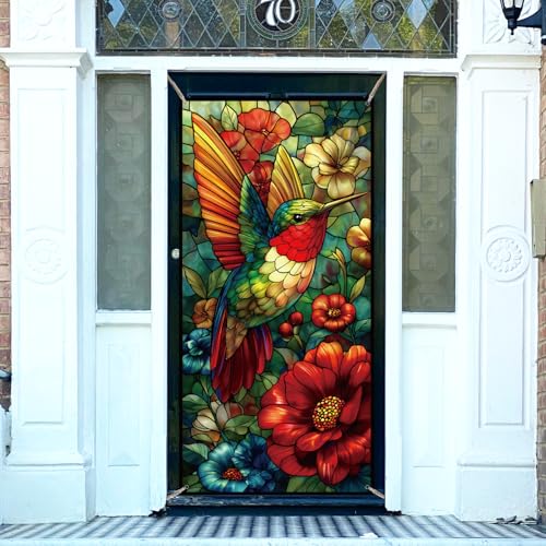 Fond de photographie de porte colibri effet verre teinté pour intérieur